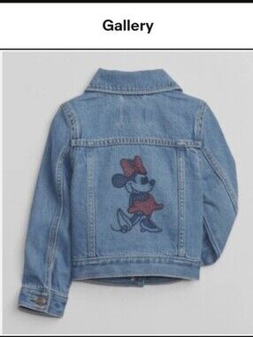 Gap Kids X Disney Minnie Mouse Blue Denim Icon Jacket Size S (6-7) EUC